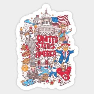 United States Of America Cartoon Sticker